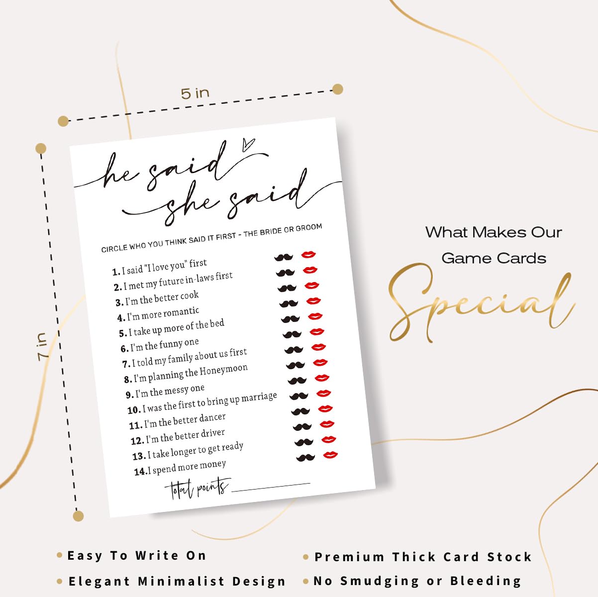Wybgno Wedding Shower Games Cards – He Said She Said & Guest Who Said It