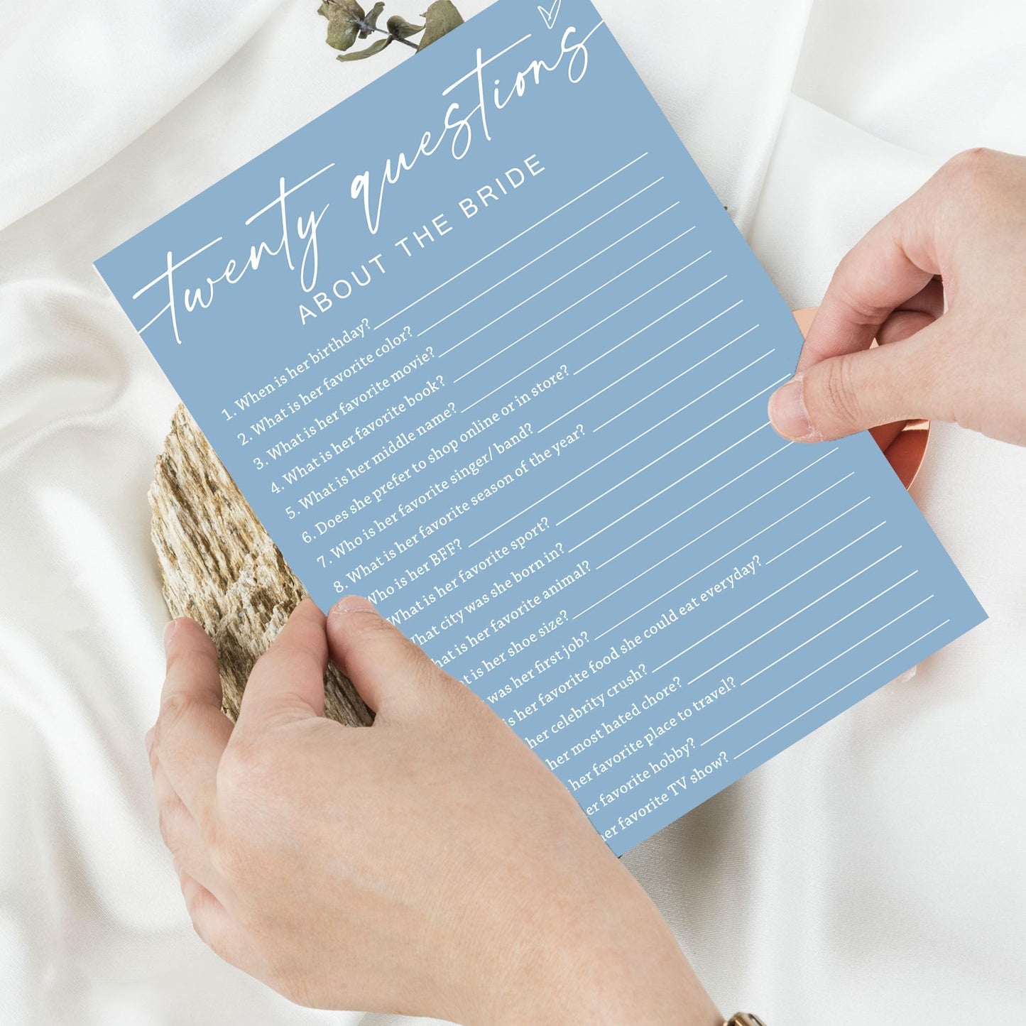 Wybgno Bridal Shower Games Cards – Twenty Questions About The Bride | 25 Cards