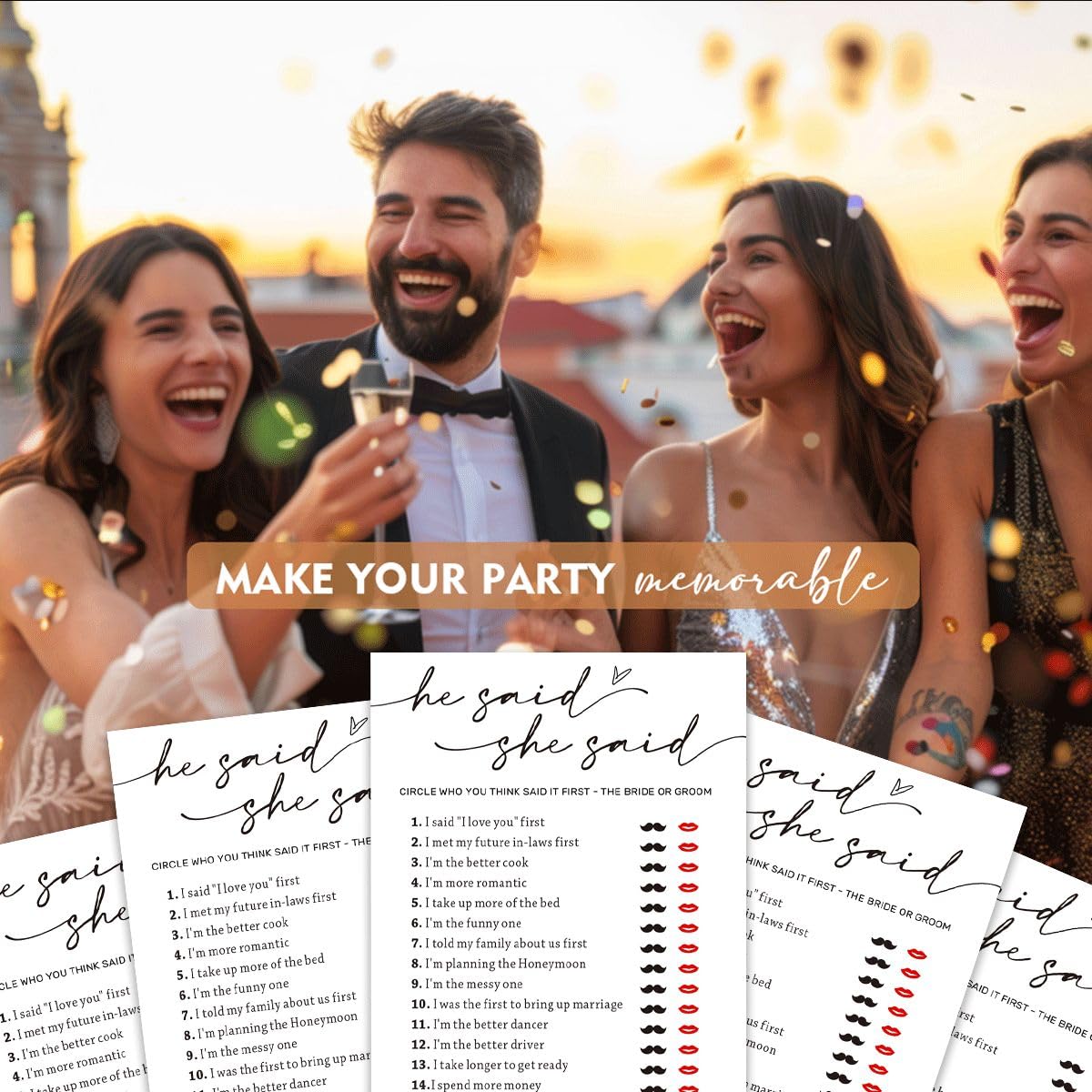 Wybgno Wedding Shower Games Cards – He Said She Said & Guest Who Said It