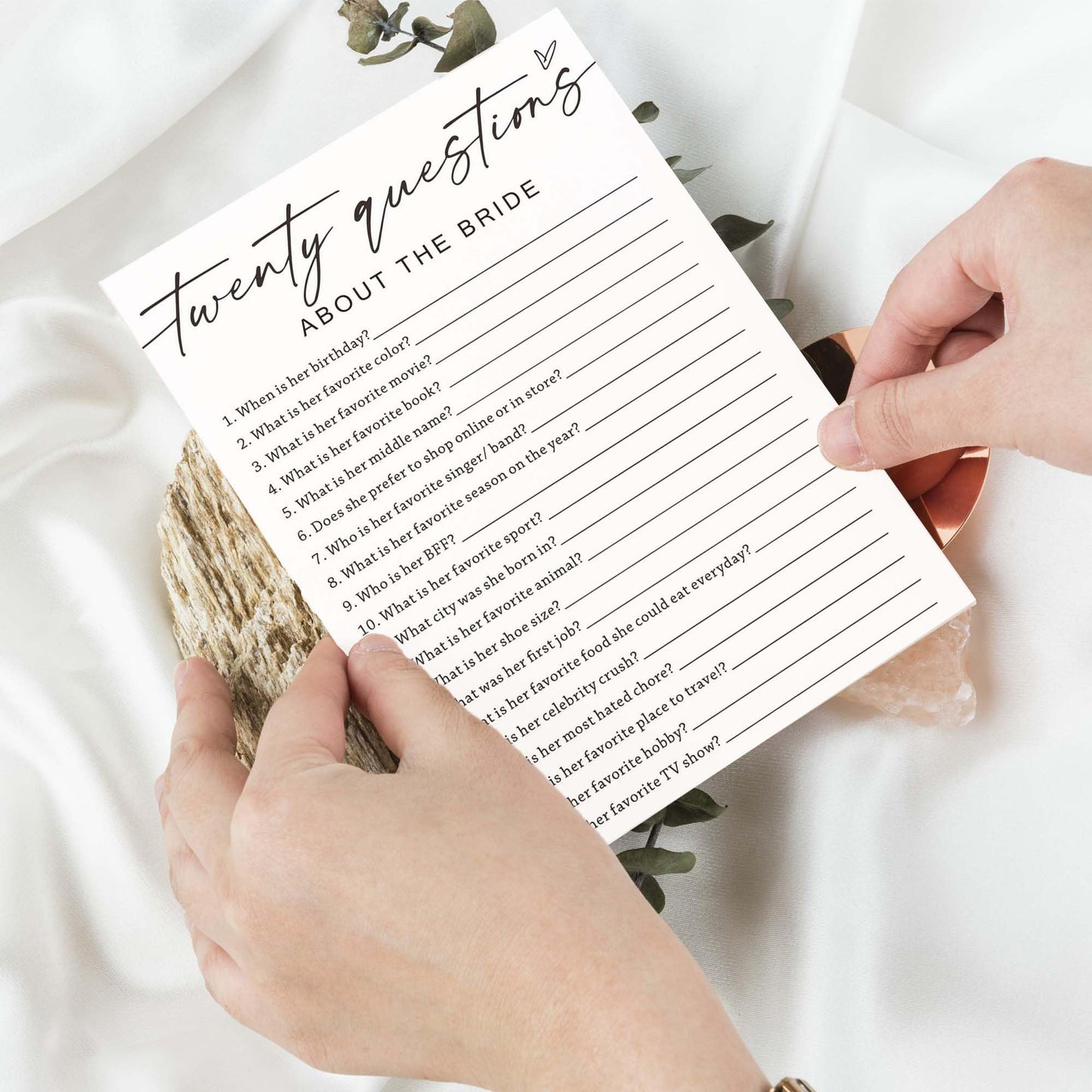 Wybgno Bridal Shower Games Cards: Twenty Questions About The Bride (25 Cards)