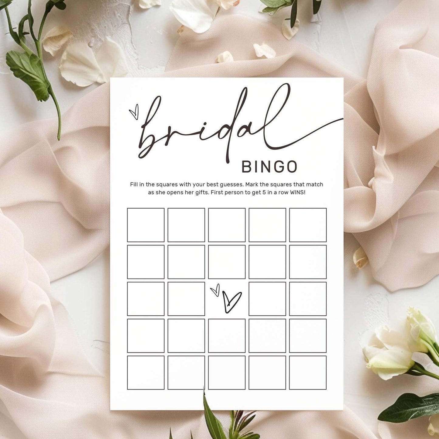 Wybgno Bridal Shower Bingo – 25-Pack Bride-to-Be Cards, Minimalist White Wedding Party Supplies