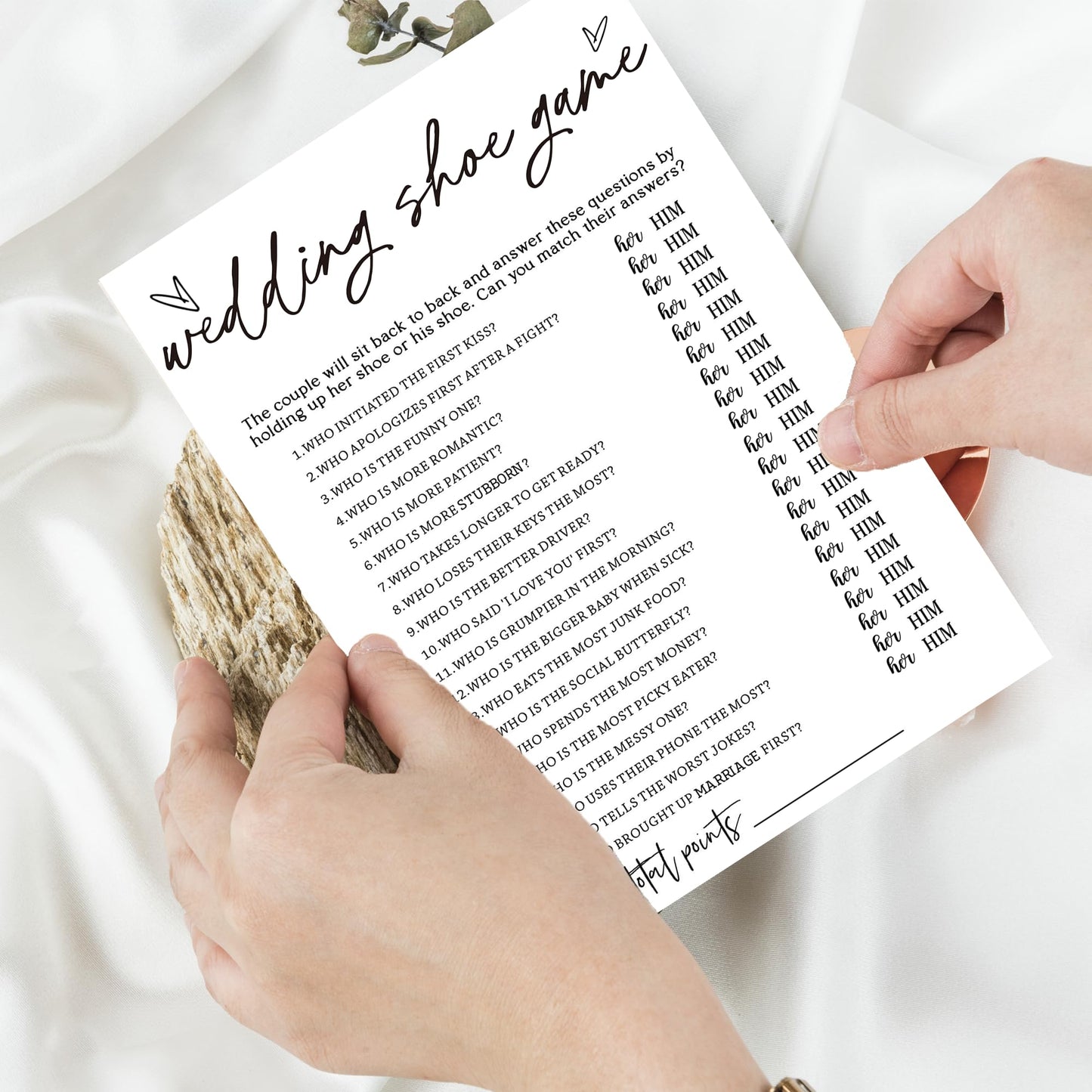 Wybgno Bridal Shower Games — 25 Cards for Engagement & Wedding Guests | Minimalist White A04-2