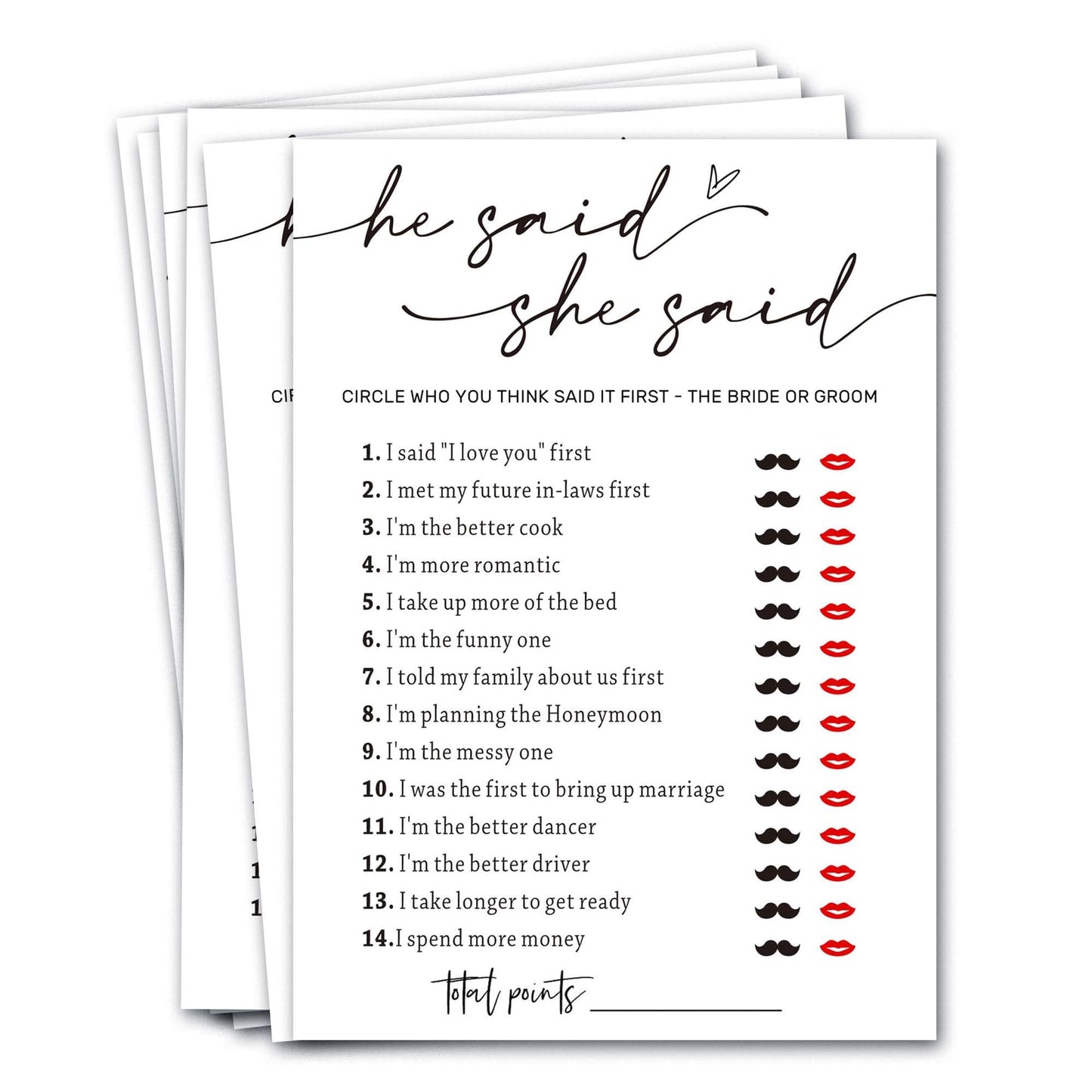 Wybgno Wedding Shower Games Cards – He Said She Said & Guest Who Said It