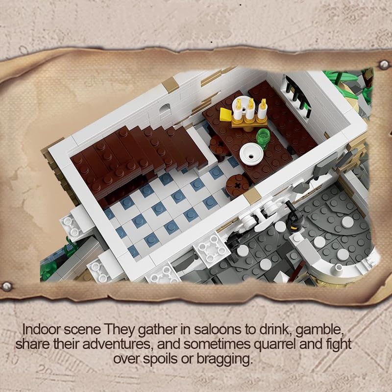 Wyiauy Medieval Town Beach Architecture Giant Building Blocks – 8047 Pcs Pirate Island Castle Set for Adults