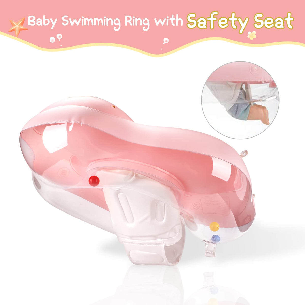 WYRIAZA Baby Float with Canopy - UPF50+ Sun Protection, 0-12 Months, 5-Chamber Safety Float