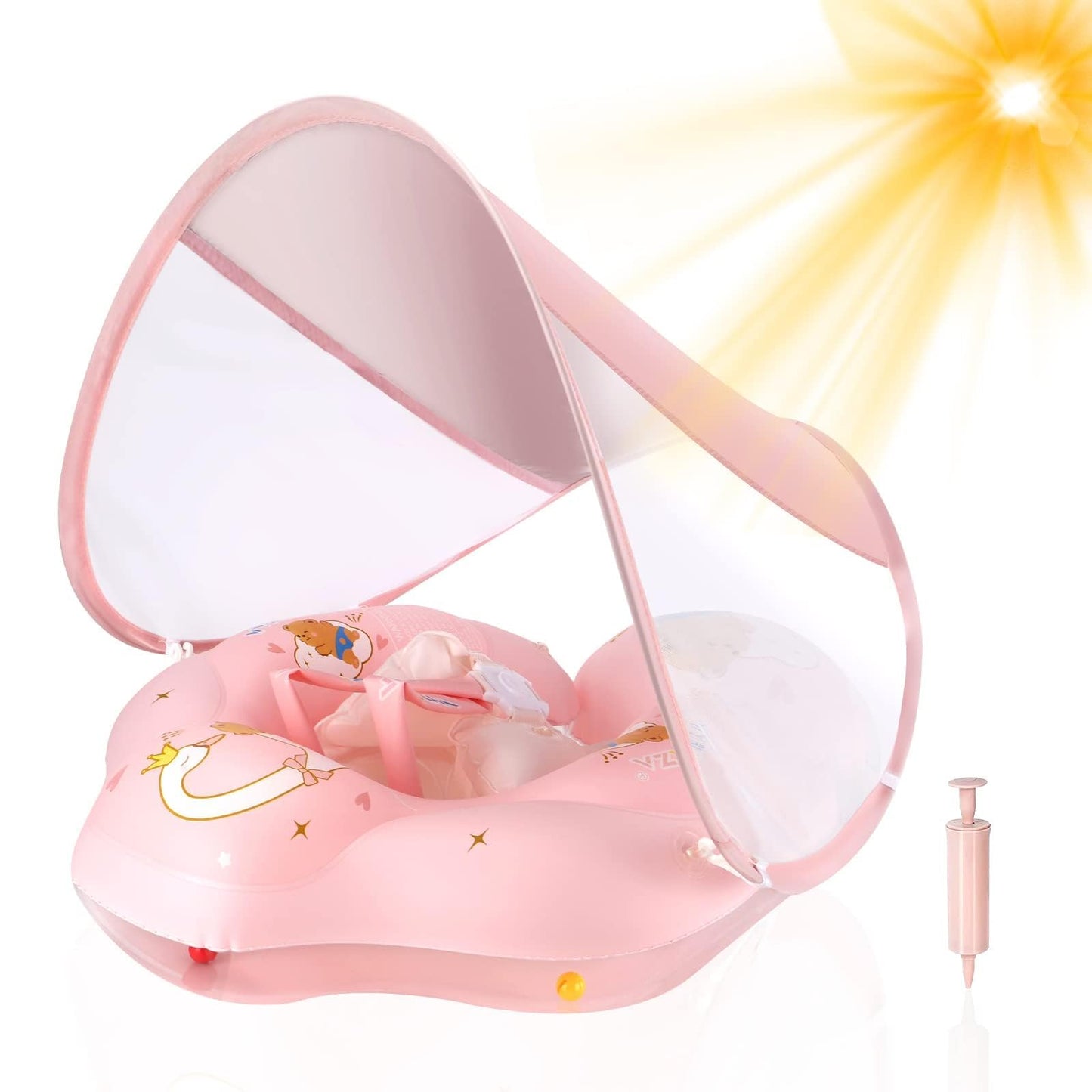 WYRIAZA Baby Float with Canopy - UPF50+ Sun Protection, 0-12 Months, 5-Chamber Safety Float