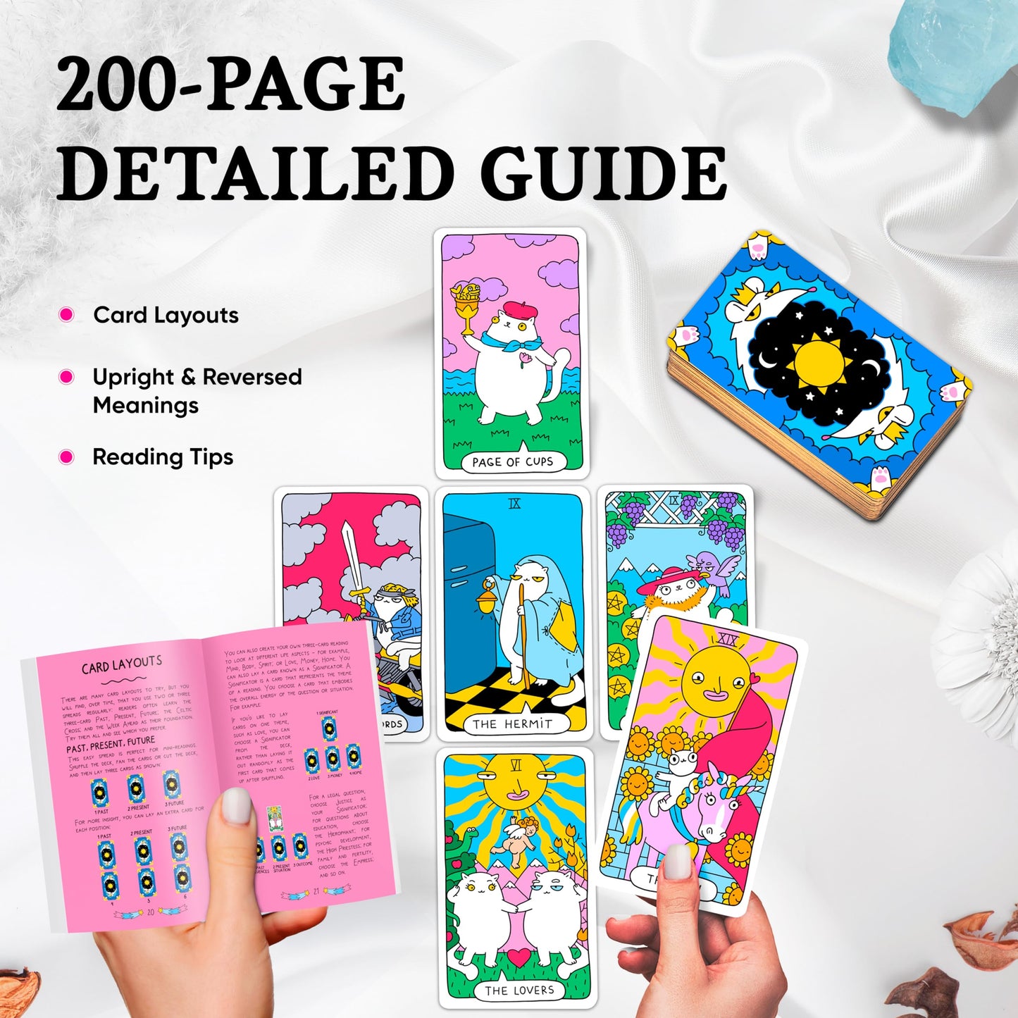Wyspell Cat Tarot Cards with Guide Book – 78-Card Deck for Beginners