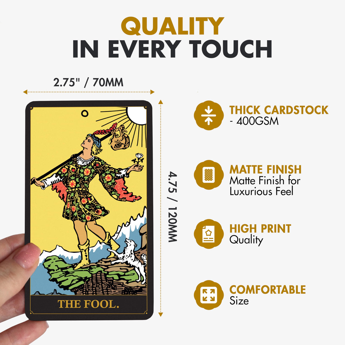 Wyspell Classic Tarot Cards for Beginners – Deck with Guide Book (Dark)