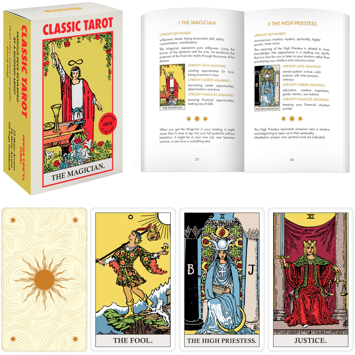 Wyspell Classic Tarot Cards for Beginners – Original Deck with Guide Book (Light Edition)