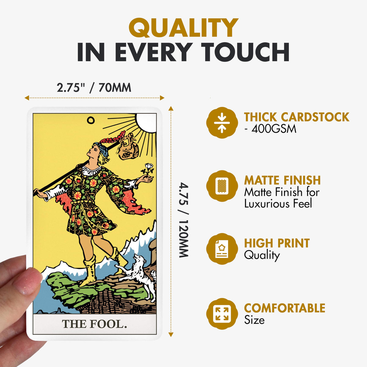 Wyspell Classic Tarot Cards for Beginners – Original Deck with Guide Book (Light Edition)