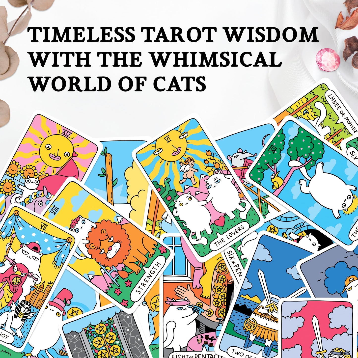 Wyspell Cat Tarot Cards with Guide Book – 78-Card Deck for Beginners