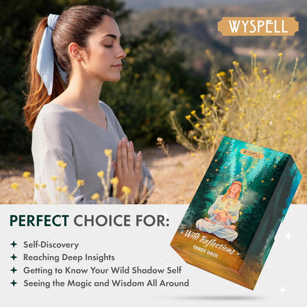 Wyspell Wild Reflections Tarot Deck with Guidebook | Beginner-Friendly, Nature-Inspired Cards