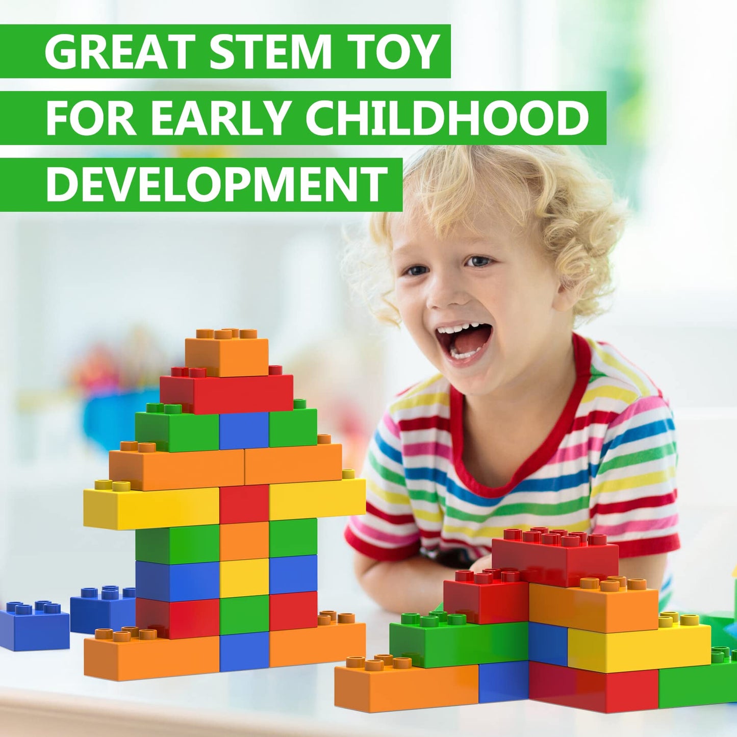 WYSWYG Big Building Blocks Set – 100 Pcs, Duplo-Compatible, Preschool STEM Gift (Ages 3–6)