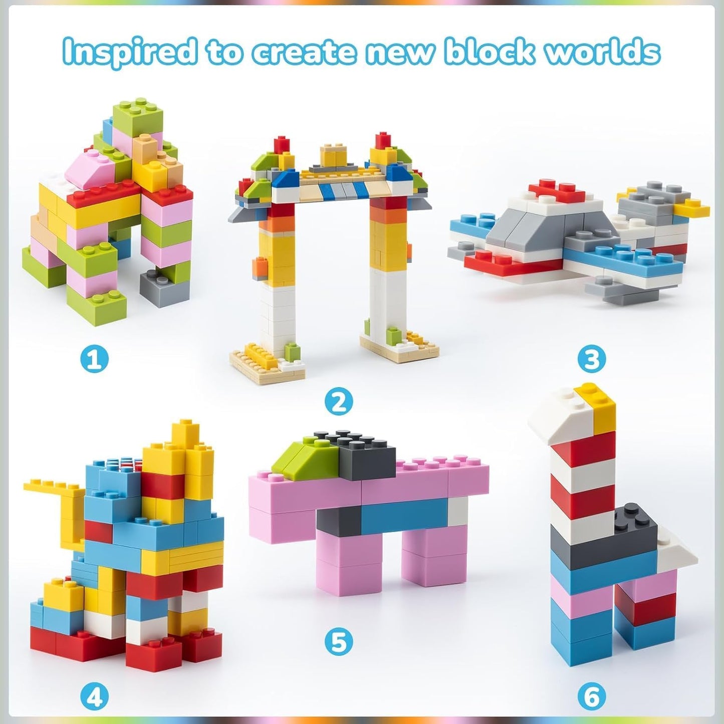 WYSWYG 1500-Piece Building Bricks – 12 Colors, 14 Shapes, Compatible with Major Brands
