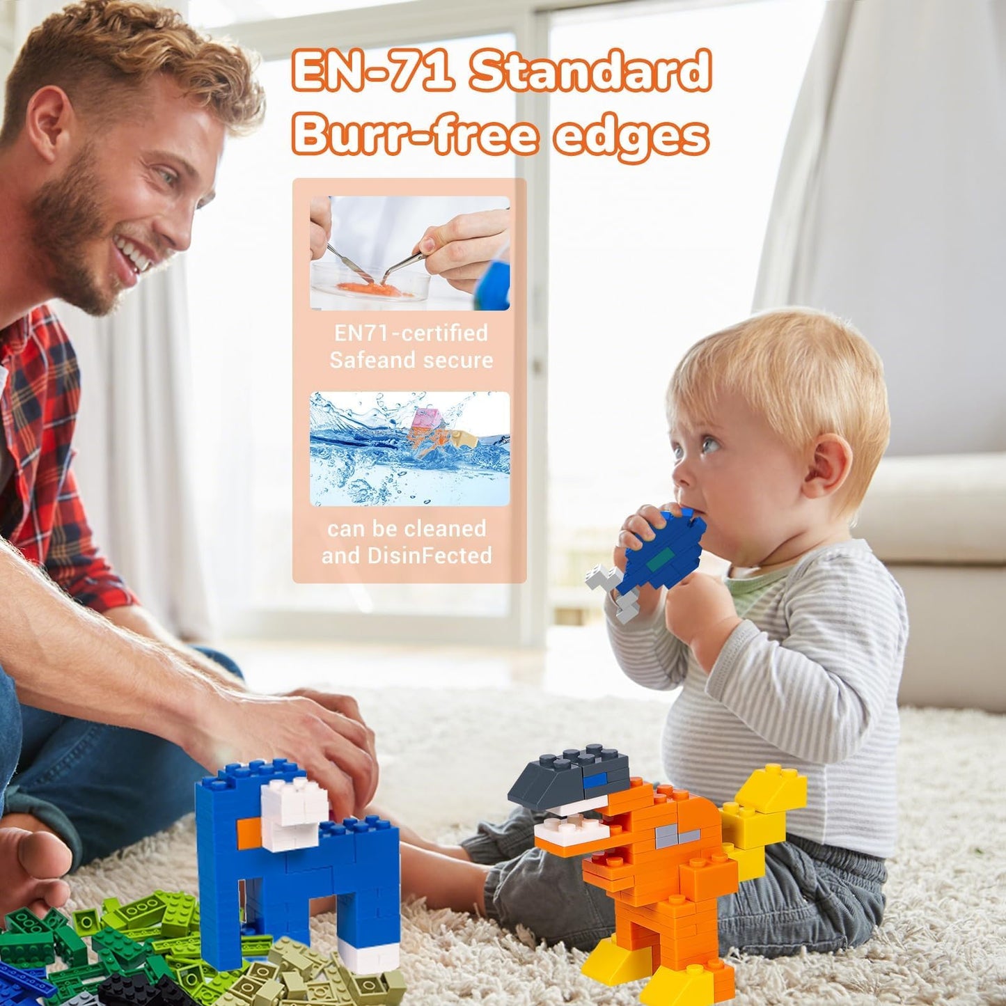 WYSWYG 1500-Piece Building Bricks – 12 Colors, 14 Shapes, Compatible with Major Brands