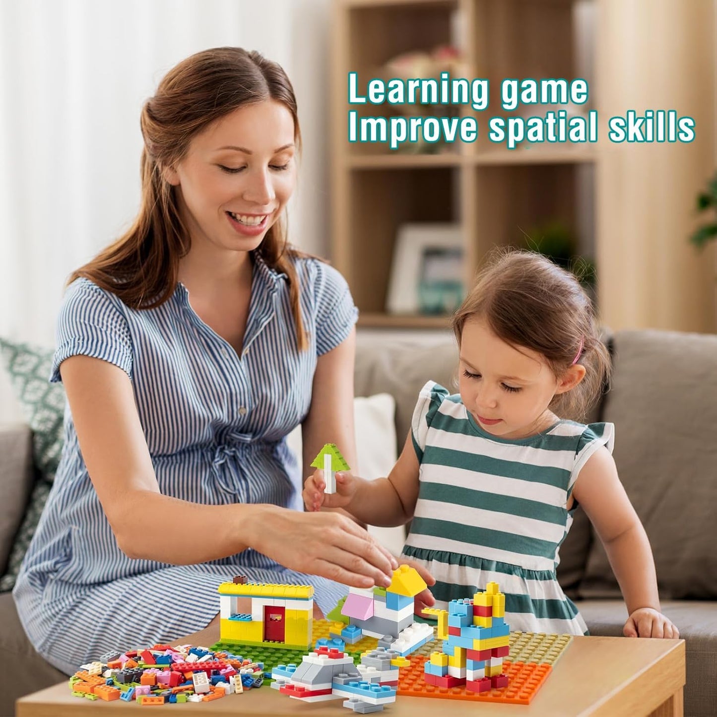 WYSWYG 1500-Piece Building Bricks – 12 Colors, 14 Shapes, Compatible with Major Brands