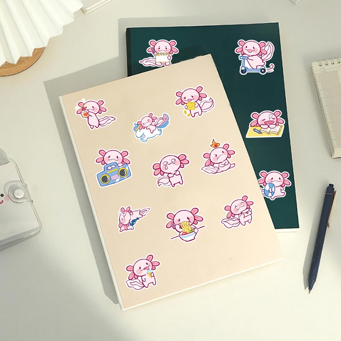 wyyeleswm 50PCS Cute Axolotl Stickers – Waterproof Vinyl for Water Bottles, Laptops & Scrapbooks