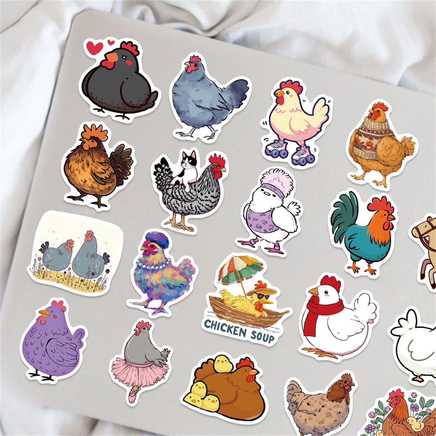 Wyyeleswm 50Pcs Funny Chicken Stickers - Waterproof Vinyl Decals Pack for Kids & Teens