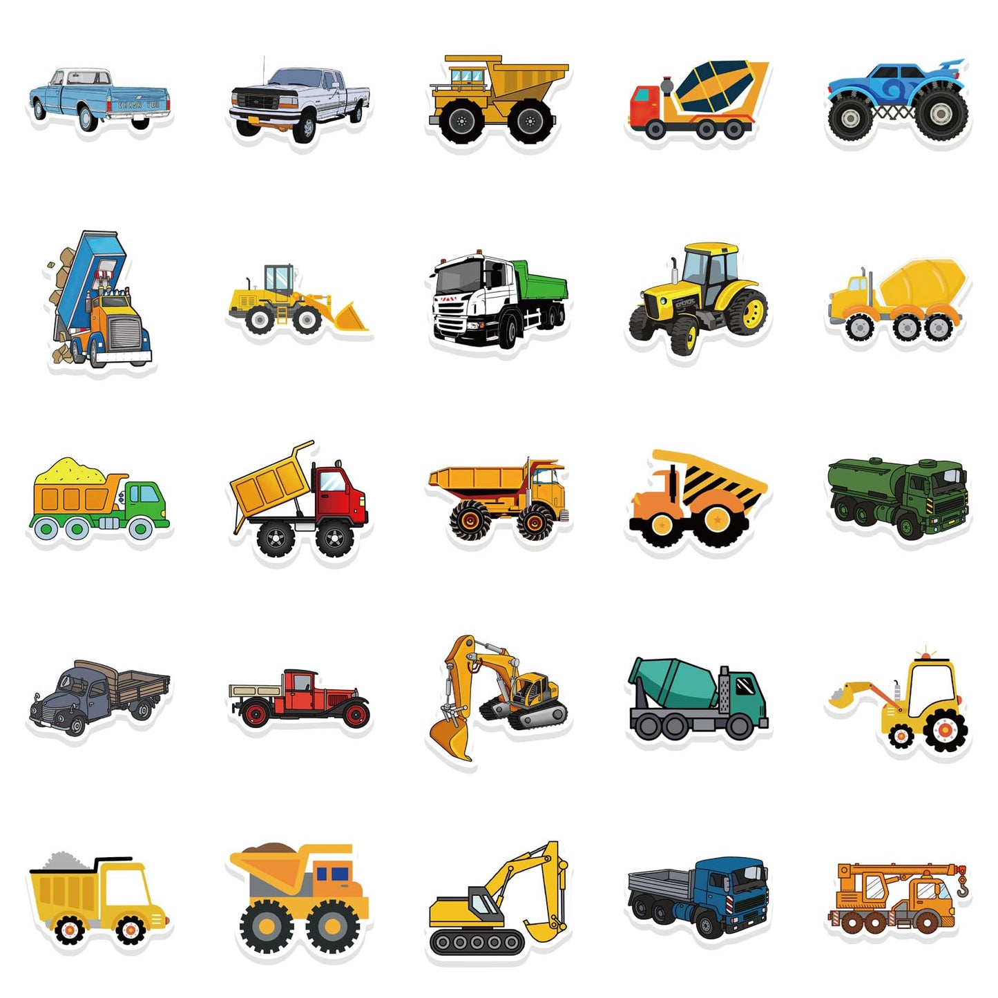 wyyeleswm 50 Pcs Transportation Vehicle Stickers for Boys – Vinyl Construction Trucks & Vehicles