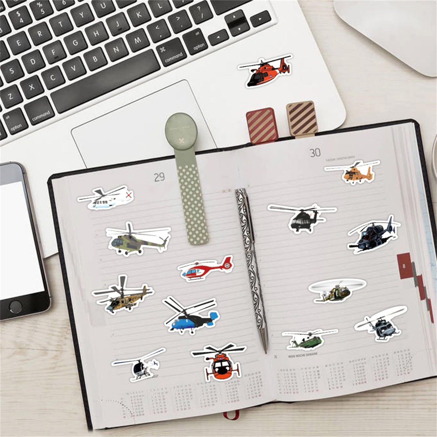 Wyyeleswm 60 Pack Helicopter Stickers – Waterproof Vinyl Decals for Laptops, Water Bottles, Helmets, Bikes