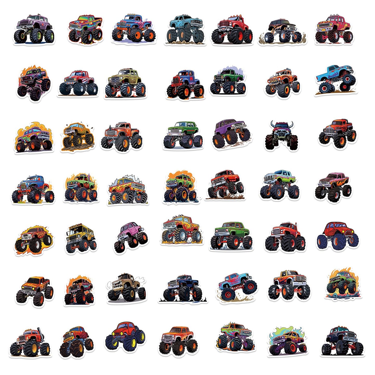 wyyeleswm 50PCS Monster Truck Stickers for Kids – Waterproof Vinyl Decals for Water Bottles, Laptops & More