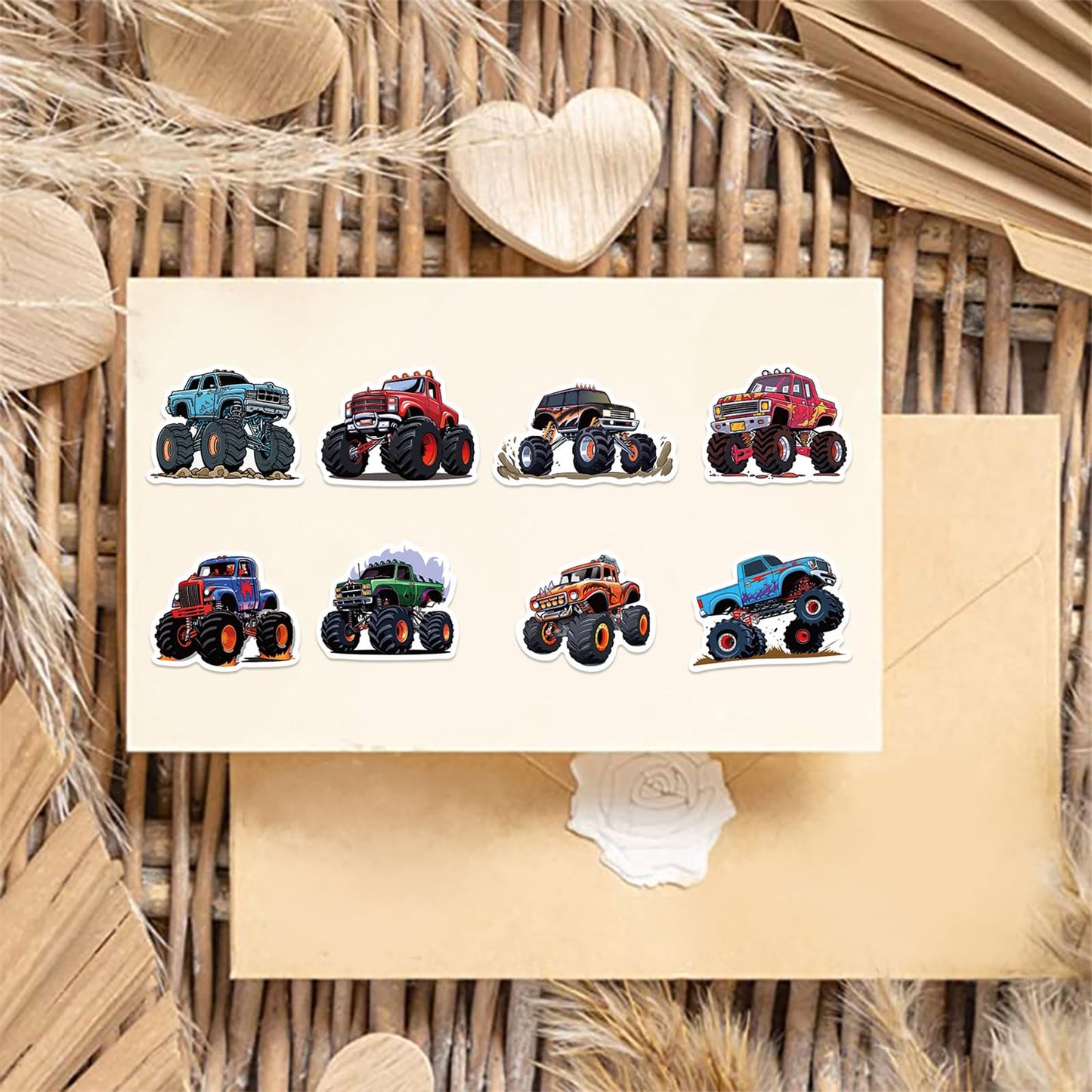 wyyeleswm 50PCS Monster Truck Stickers for Kids – Waterproof Vinyl Decals for Water Bottles, Laptops & More