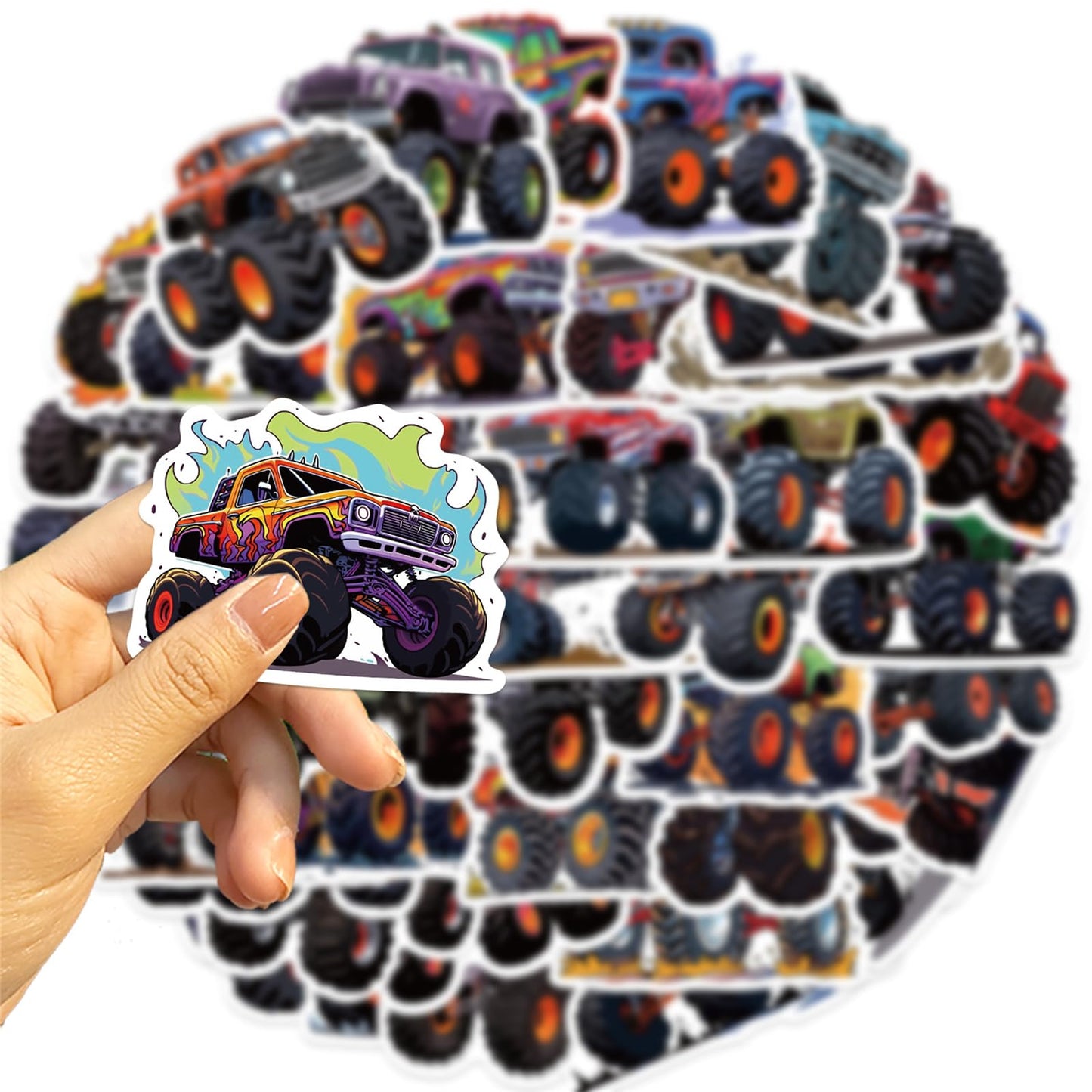wyyeleswm 50PCS Monster Truck Stickers for Kids – Waterproof Vinyl Decals for Water Bottles, Laptops & More