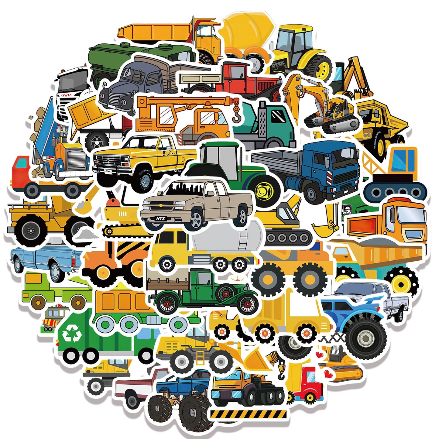 wyyeleswm 50 Pcs Transportation Vehicle Stickers for Boys – Vinyl Construction Trucks & Vehicles