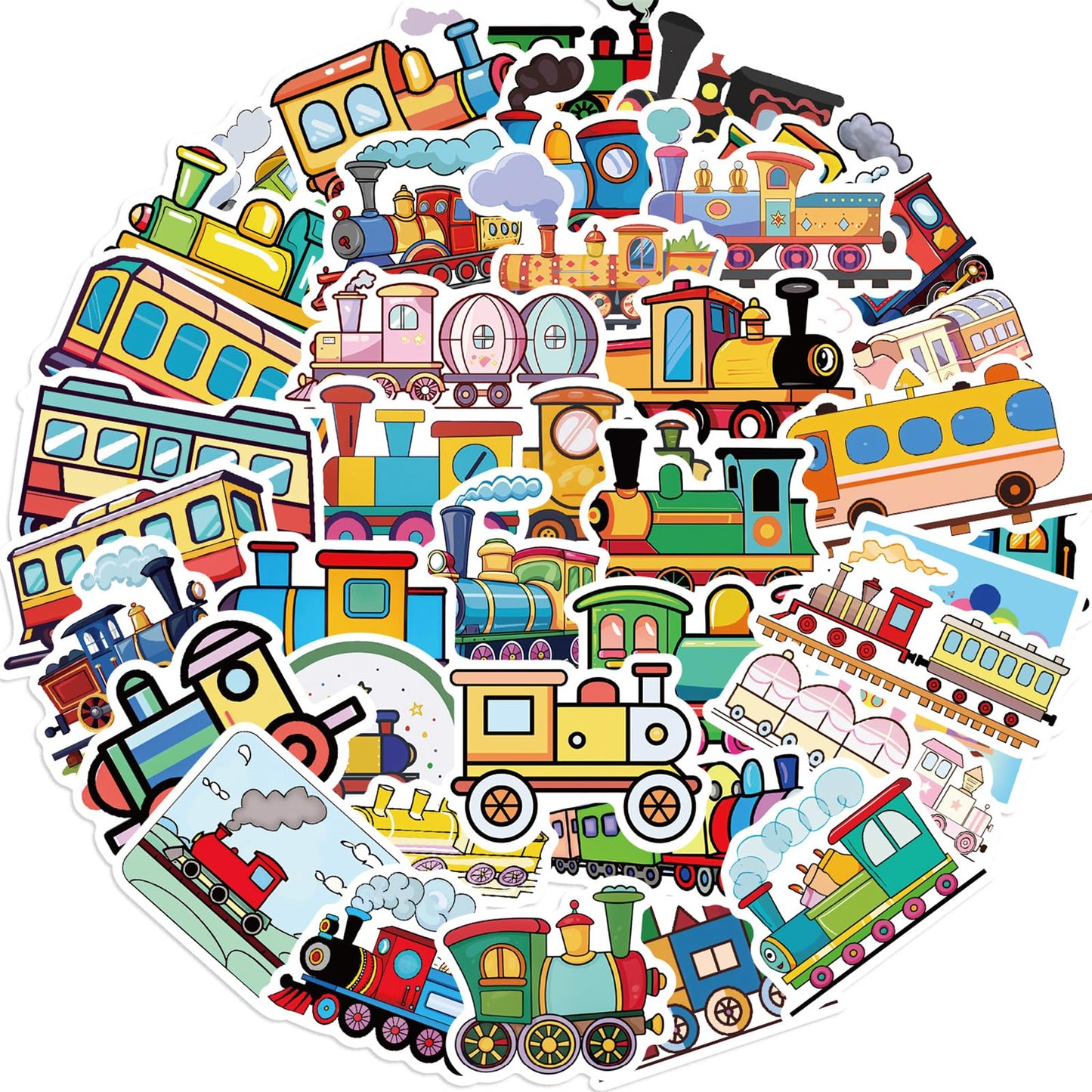 wyyeleswm 55 Pcs Cartoon Train Stickers – Waterproof Vinyl for Laptops & Water Bottles