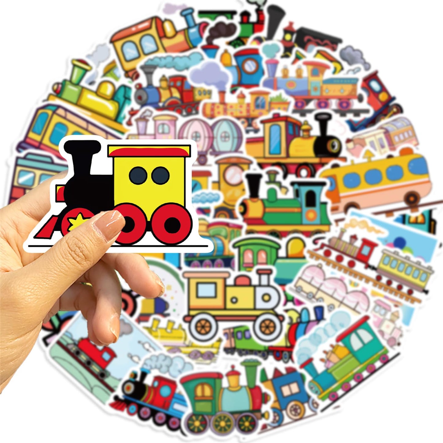 wyyeleswm 55 Pcs Cartoon Train Stickers – Waterproof Vinyl for Laptops & Water Bottles