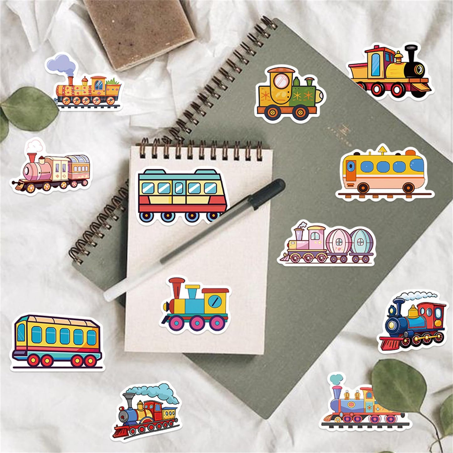 wyyeleswm 55 Pcs Cartoon Train Stickers – Waterproof Vinyl for Laptops & Water Bottles