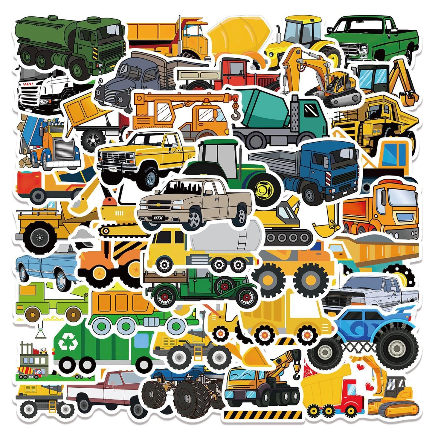 wyyeleswm 50 Pcs Transportation Vehicle Stickers for Boys – Vinyl Construction Trucks & Vehicles