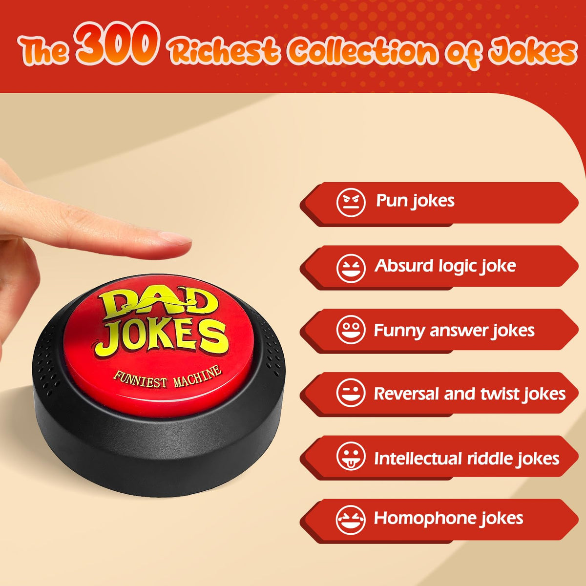 WYZOID Dad Jokes Button — 300 Jokes, Ready-to-Use Gift for Dad and Family