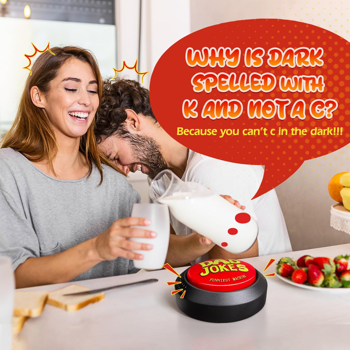 WYZOID Dad Jokes Button — 300 Jokes, Ready-to-Use Gift for Dad and Family