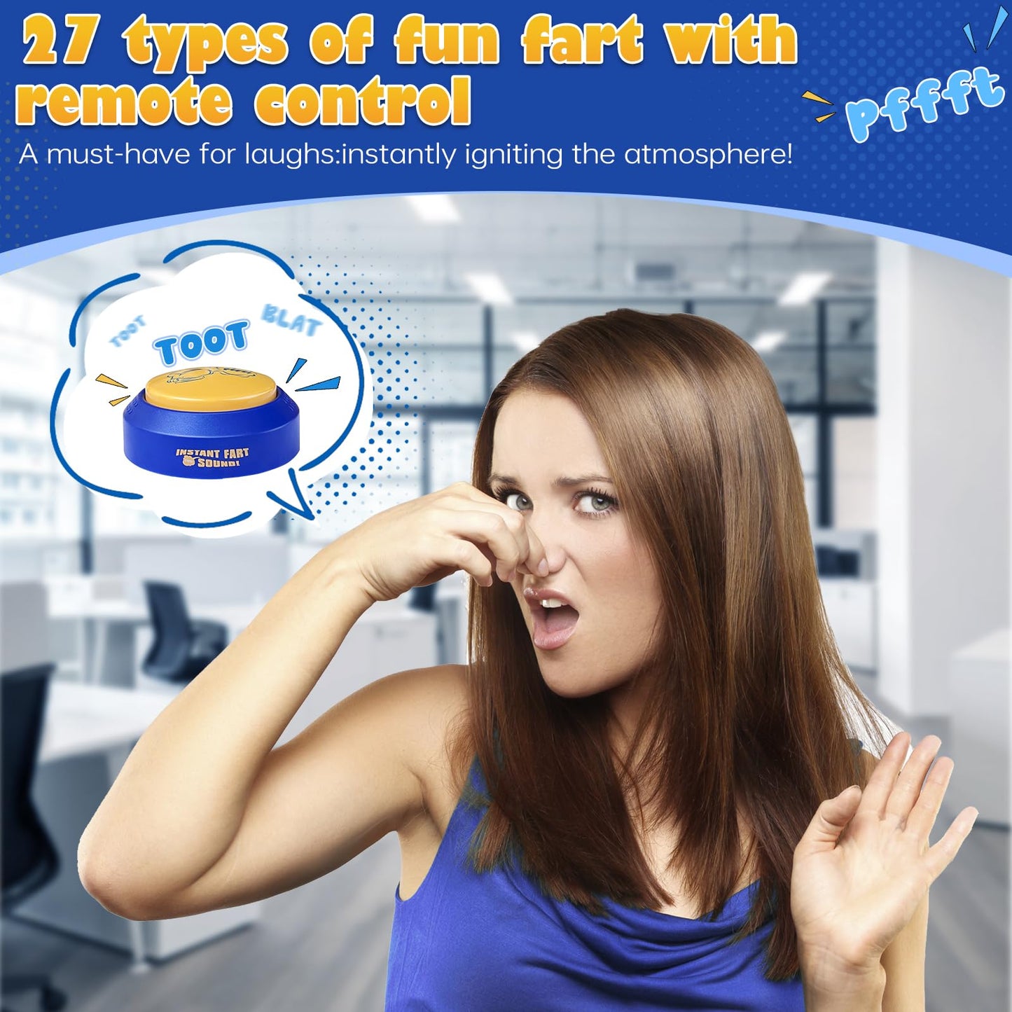 WYZOID Fart Sound Prank Machine – 30 Realistic Sounds, Button-Activated Prank Toy