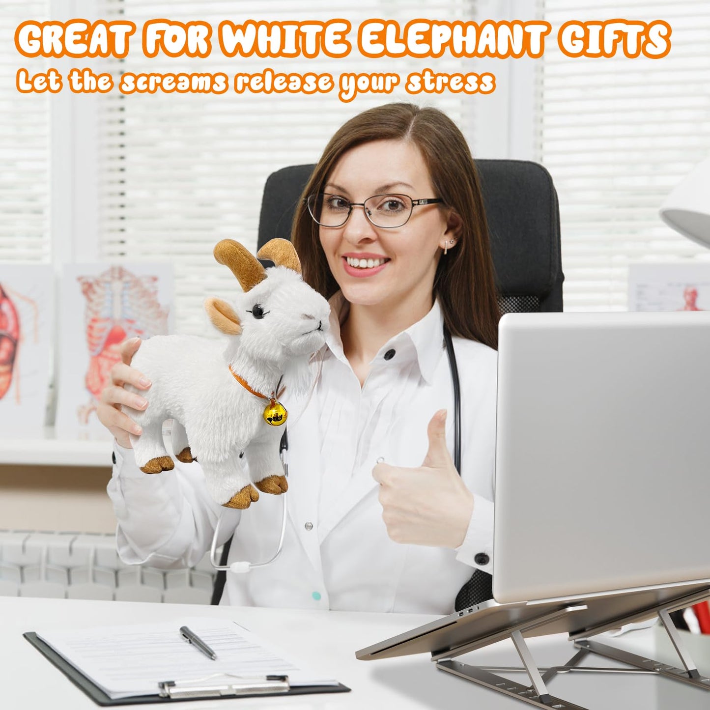 WYZOID Screaming Goat Toy – Plush Goat with Bell, Funny Desk Prank Gift