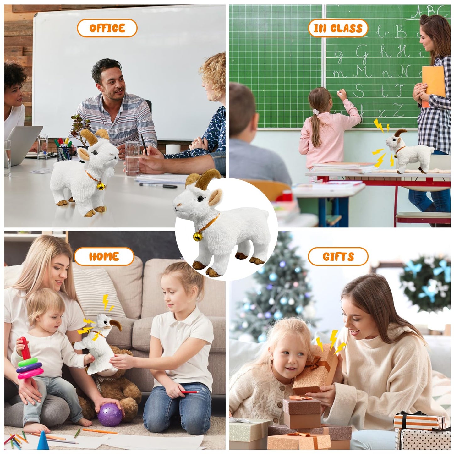 WYZOID Screaming Goat Toy – Plush Goat with Bell, Funny Desk Prank Gift