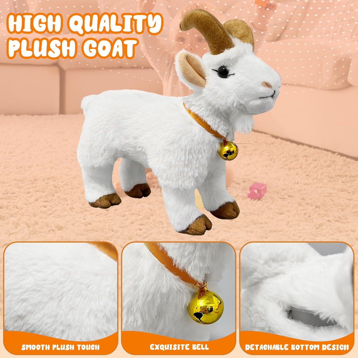 WYZOID Screaming Goat Toy – Plush Goat with Bell, Funny Desk Prank Gift