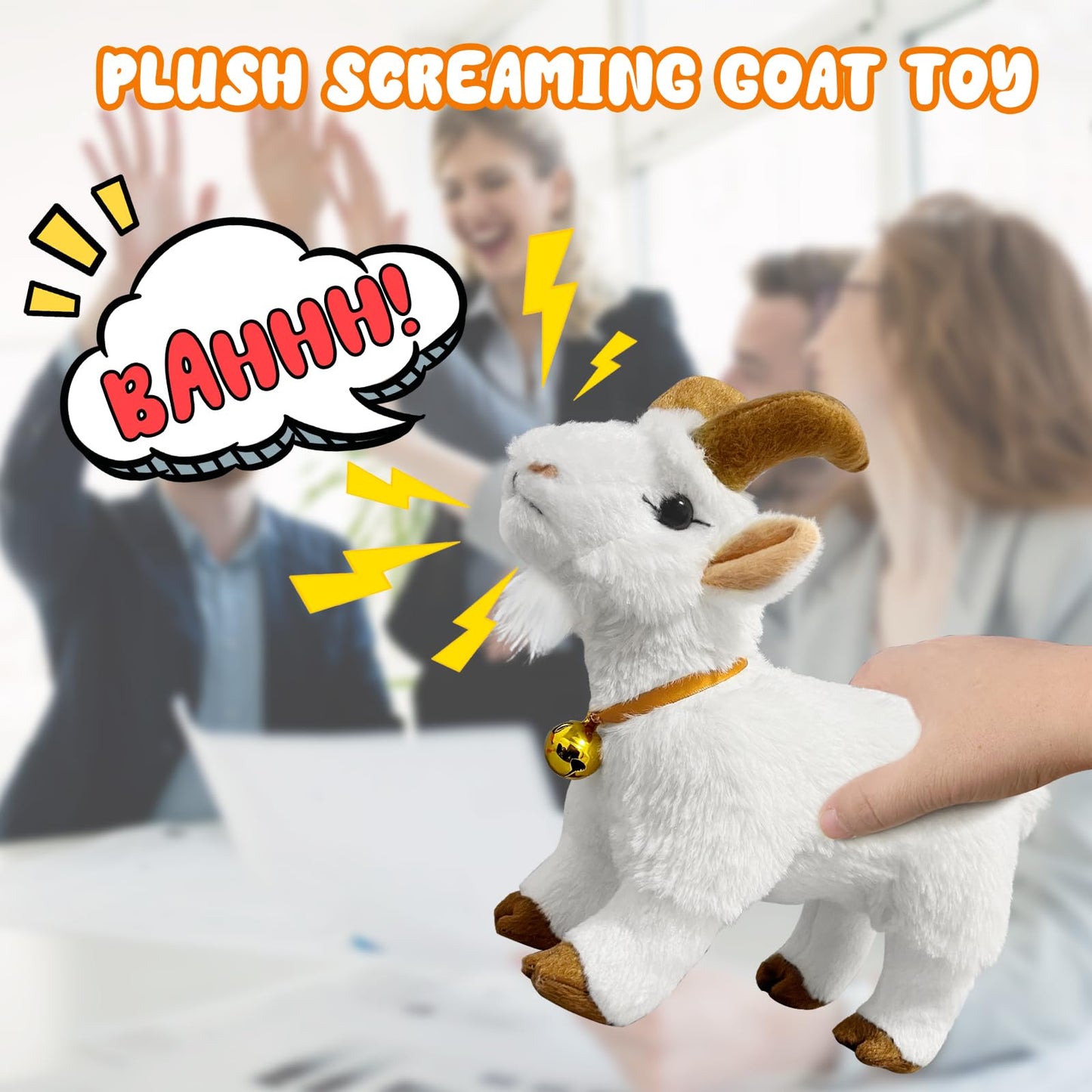 WYZOID Screaming Goat Toy – Plush Goat with Bell, Funny Desk Prank Gift