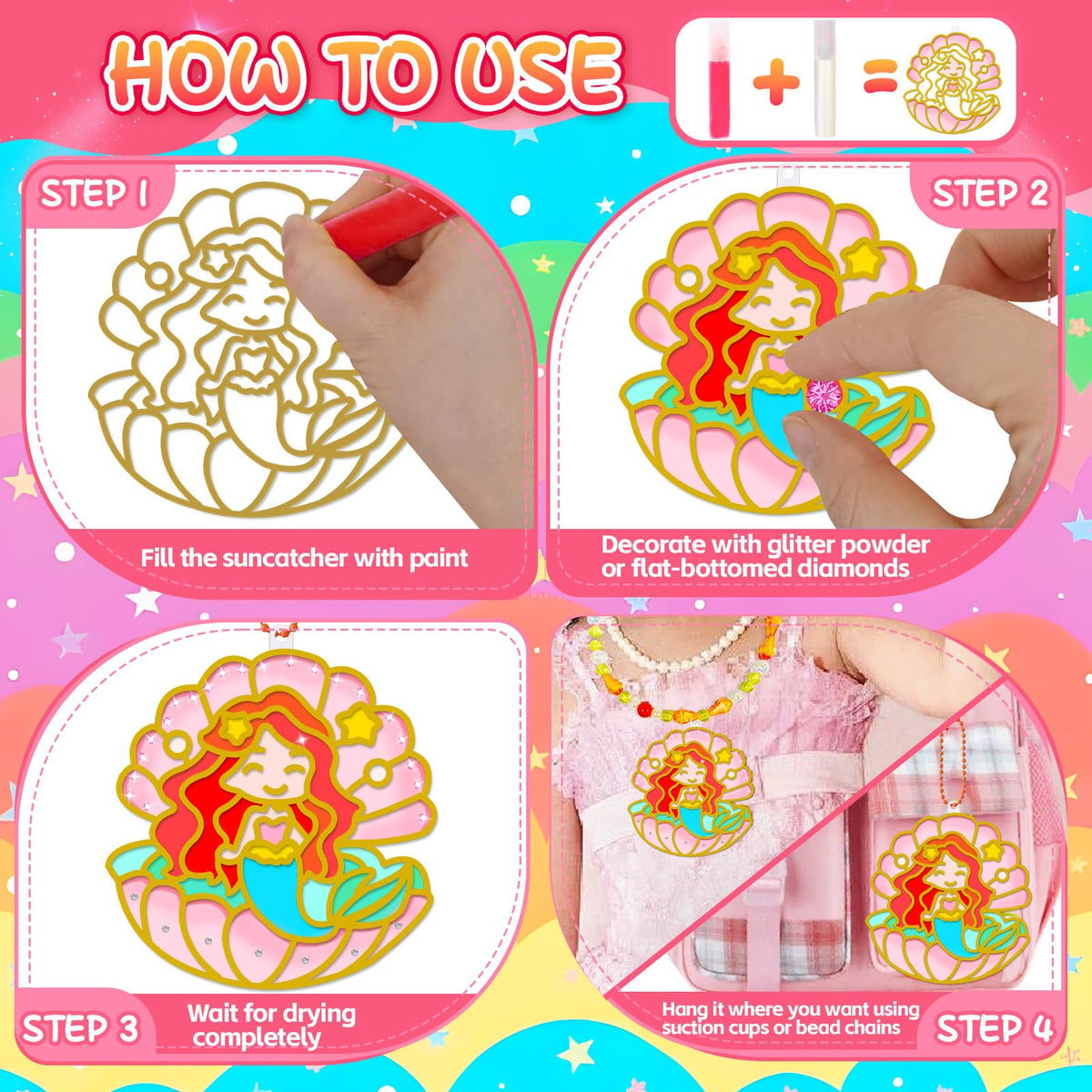 X Hot Popcorn Princess Window Art Kit – 16 DIY Suncatchers for Kids (Ages 5+)