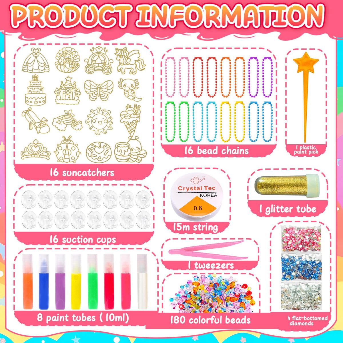 X Hot Popcorn Princess Window Art Kit – 16 DIY Suncatchers for Kids (Ages 5+)