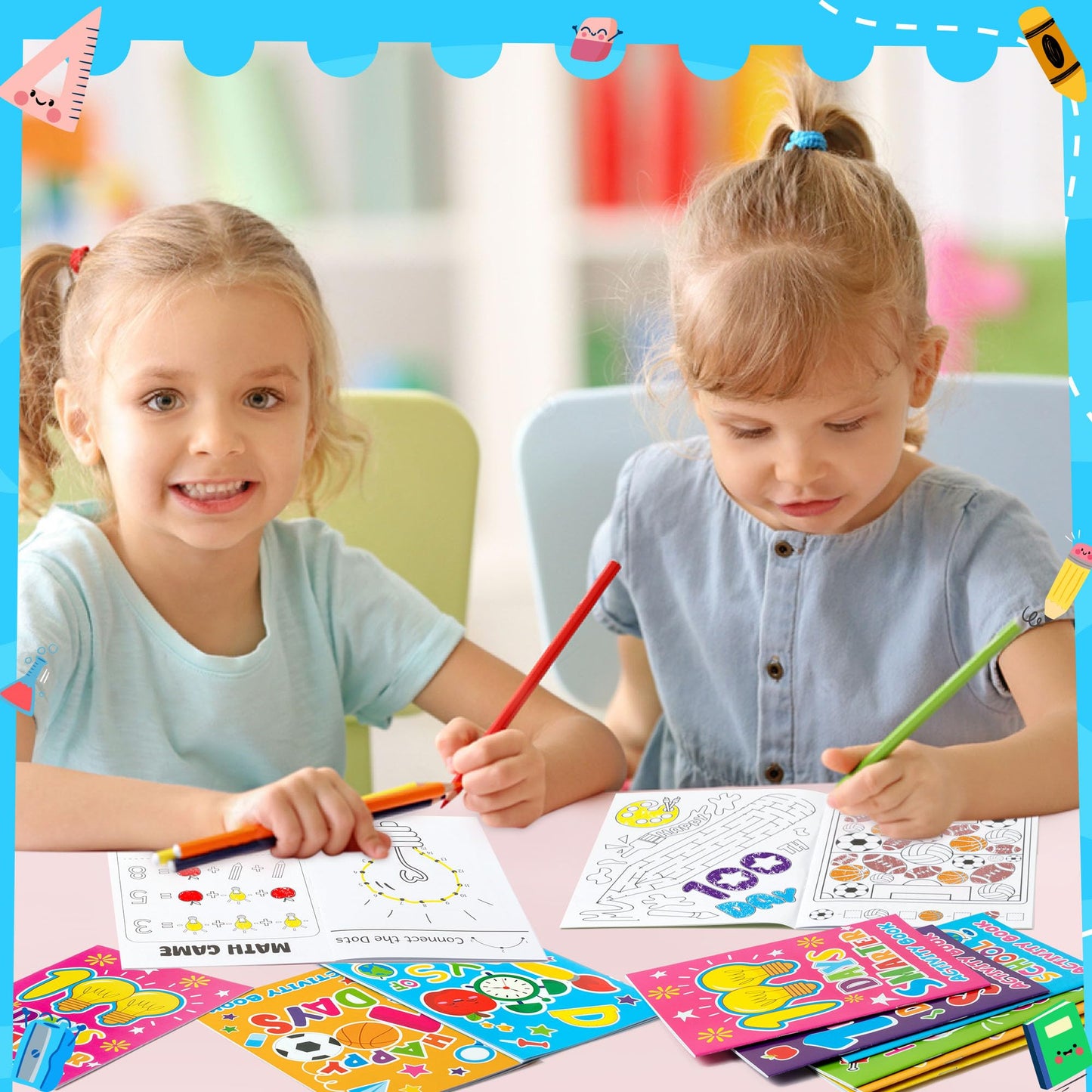 X1zuue 100th Day of School Activity Books for Kids — 24-Piece Mini Games Set, Classroom Rewards & DIY Gifts