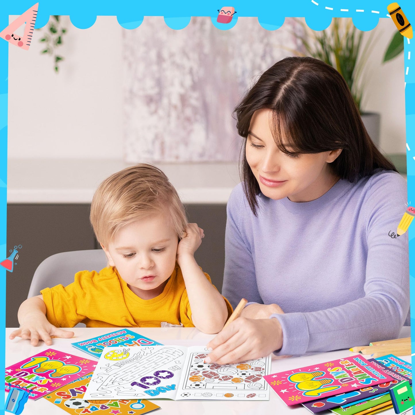 X1zuue 100th Day of School Activity Books for Kids — 24-Piece Mini Games Set, Classroom Rewards & DIY Gifts