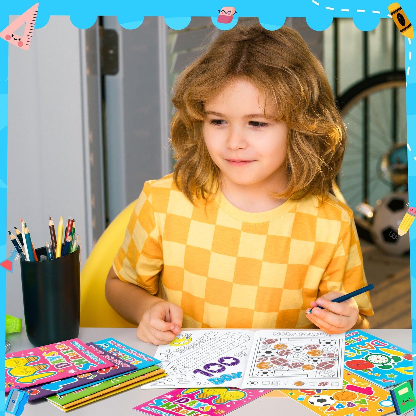 X1zuue 100th Day of School Activity Books for Kids — 24-Piece Mini Games Set, Classroom Rewards & DIY Gifts