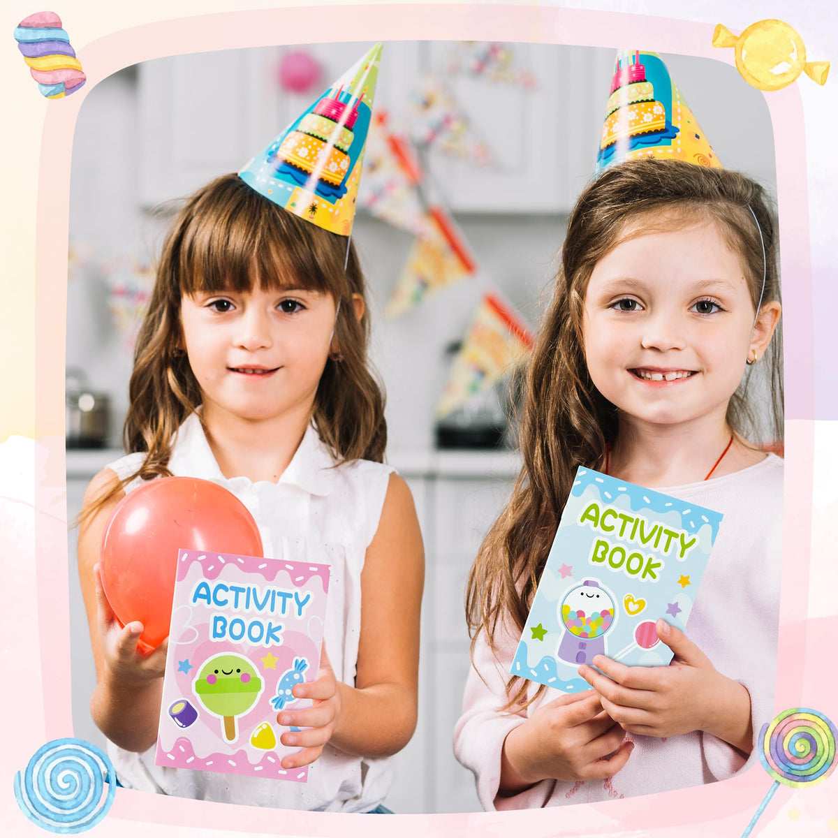 X1zuue Candy Activity Books for Kids – 24-Pack Coloring & Puzzle Set (Mazes & Word Games)