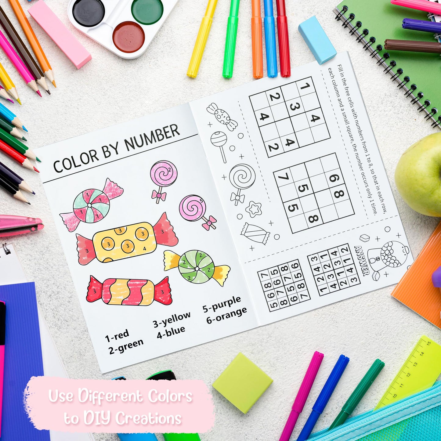 X1zuue Candy Activity Books for Kids – 24-Pack Coloring & Puzzle Set (Mazes & Word Games)