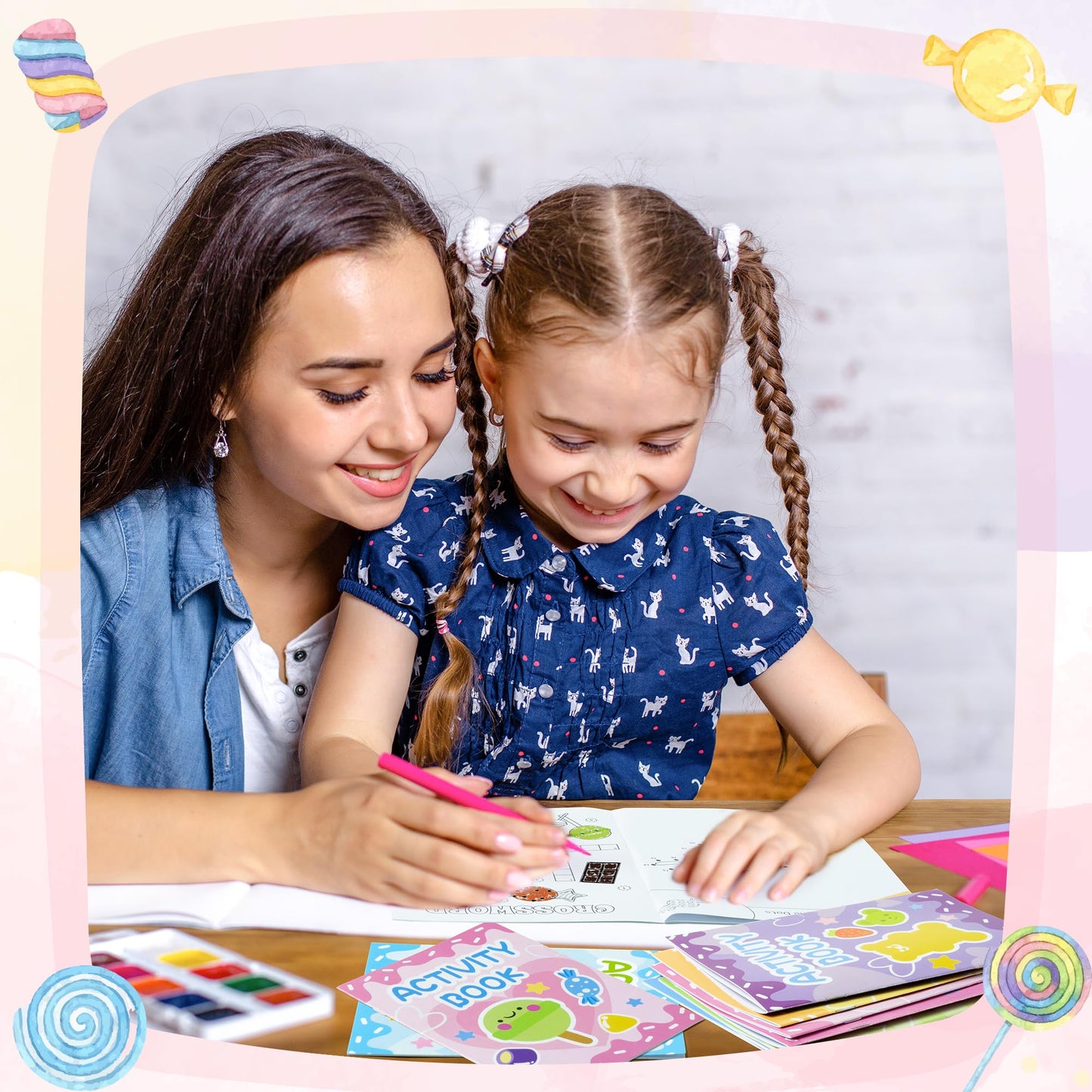 X1zuue Candy Activity Books for Kids – 24-Pack Coloring & Puzzle Set (Mazes & Word Games)