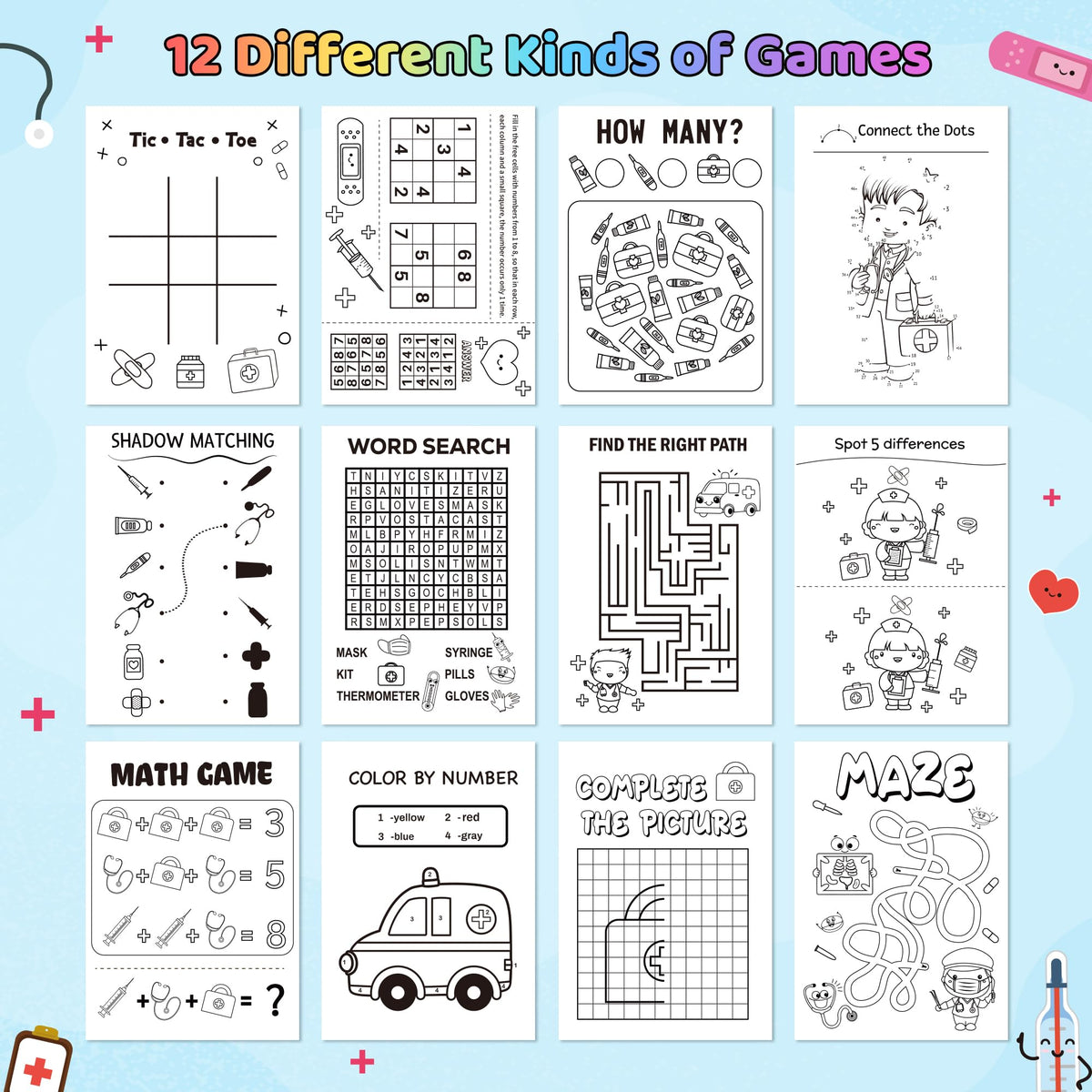 X1zuue Bulk Medical Activity Books for Kids – 24 Doctor & Nurse Coloring Book Set