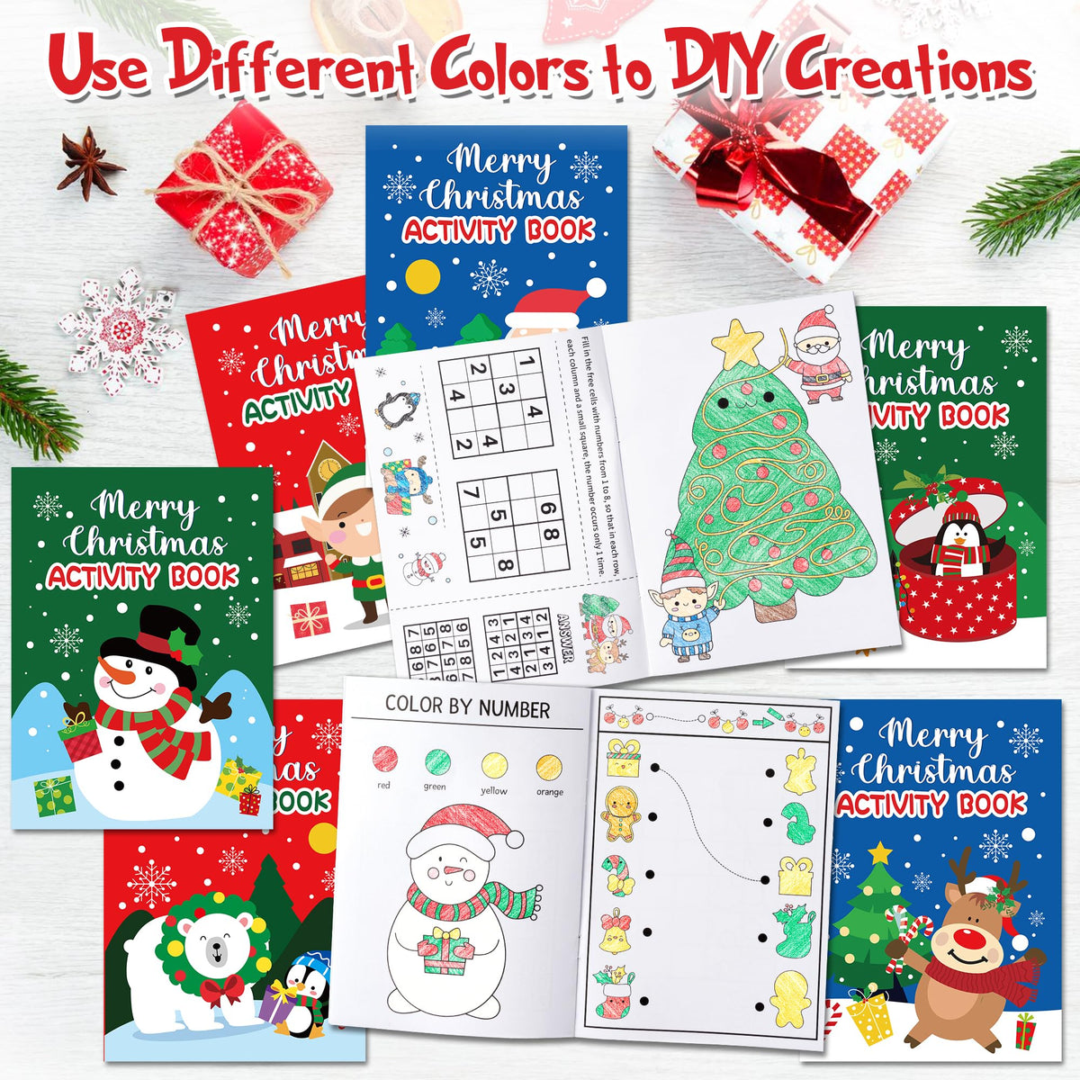 X1zuue Christmas Activity Books for Kids – 24 Mini Games Set for Holiday Fun