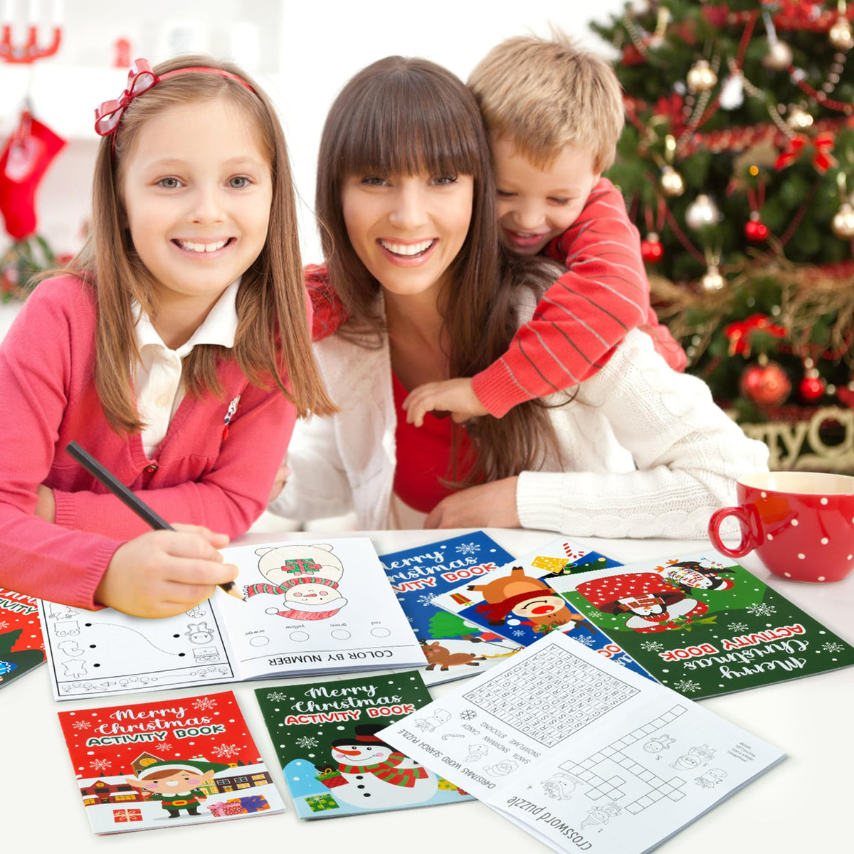 X1zuue Christmas Activity Books for Kids – 24 Mini Games Set for Holiday Fun